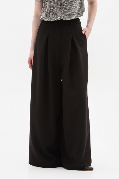 Широкі брюки з костюмної тканини чорного кольору Ліама 01