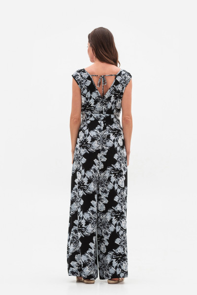 Шифоновий комбінезон вільного силуету сірого  кольору Келеса 04