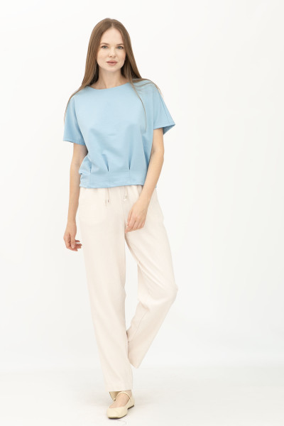 Жіночі літні штани з льону вільного силуету бежеві Бронд 08