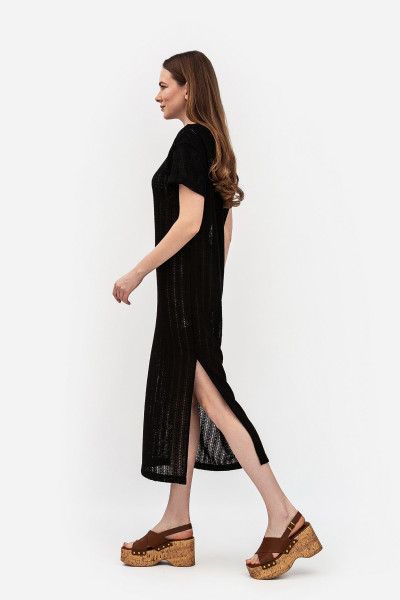 Трикотажна сукня  довжини міді з коротким рукаво чорного кольору Екліна 11 Трикотажна сукня  довжини міді з коротким рукаво чорного кольору Екліна 11