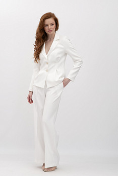 Брюки з костюмної тканини молочного кольору Аквас