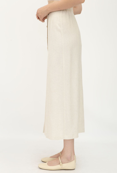 Лляна спідниця бежева прямого силуету Азуріт