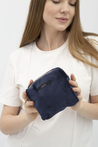 Велюрова косметичка  синього кольру Косметичка 01