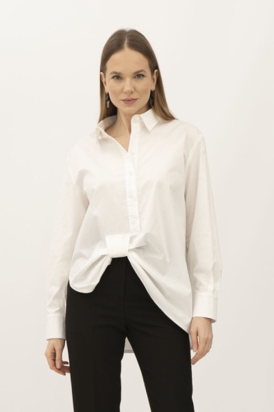 Жіноча біла блуза із бавовни сорочкового крою Фаіне