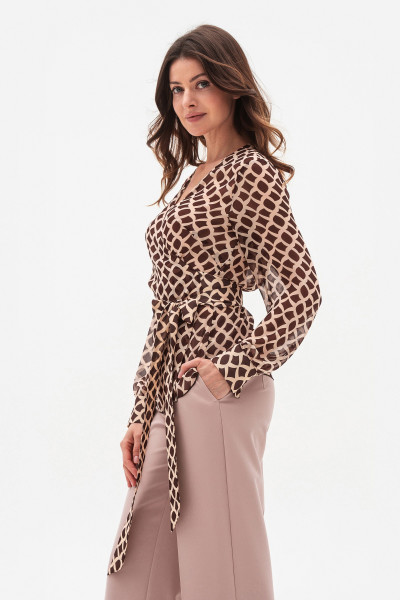 Шифонова блуза коричневого кольору Тарія