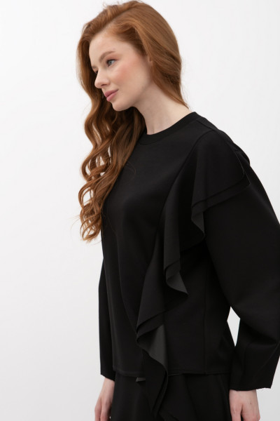 Трикотажний світшот з воланами чорного кольору Рінель 01