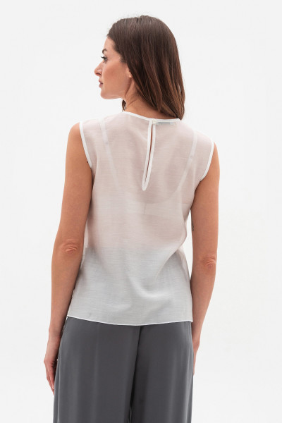 Літня блуза прямого крою без рукавів білого кольору Гріджи 1