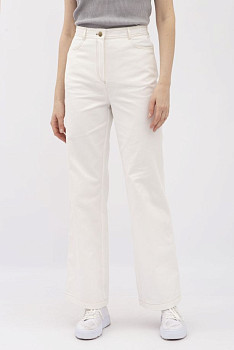 Класичні жіночі штани прямого крою з котону молочного відтінку Ібєрія 5