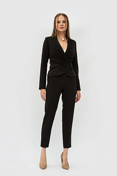 Жакет з костюмної тканини чорний прилеглого силуету Родрея 01