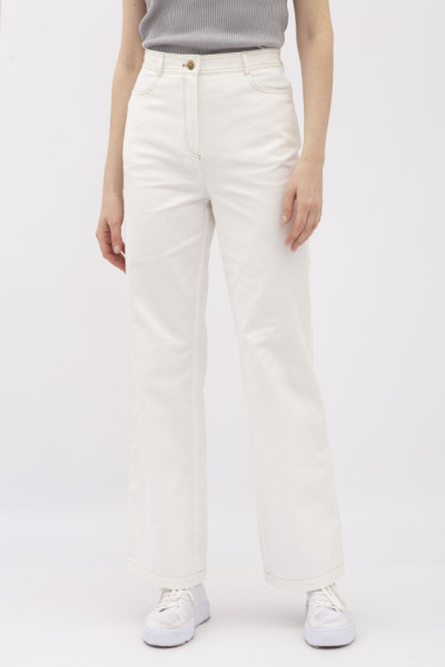 Класичні жіночі штани прямого крою з котону молочного відтінку Ібєрія 5