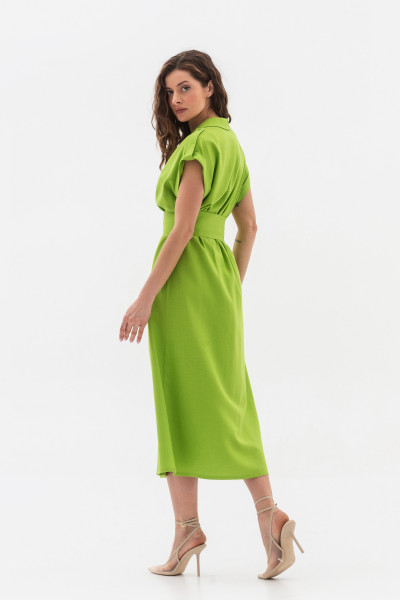 Лляна сукня довжини міді зеленого кольору Візара Лляна сукня довжини міді зеленого кольору Візара