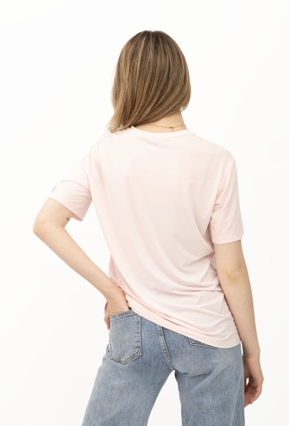 Рожева трикотажна футболка вільного крою з круглою горловиною Такка