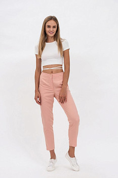 Літні жіночі штани прямого крою з високою посадкою з костюмної тканини Рітон