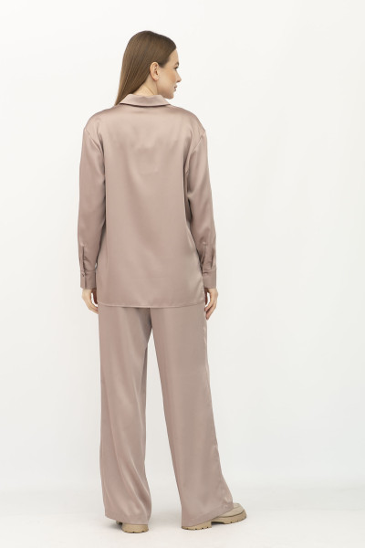 Костюм з сатину блуза та штани бежевого кольору Маніла 02 Костюм з сатину блуза та штани бежевого кольору Маніла 02