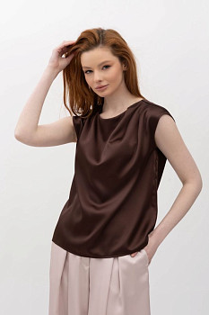Шовкова блуза коричневого кольору Розіні