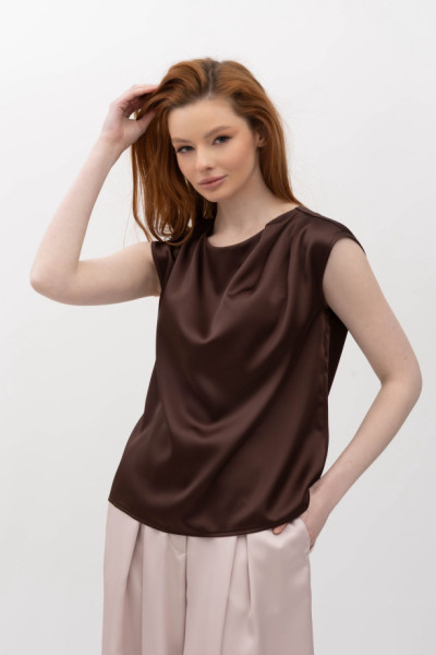 Шовкова блуза коричневого кольору Розіні