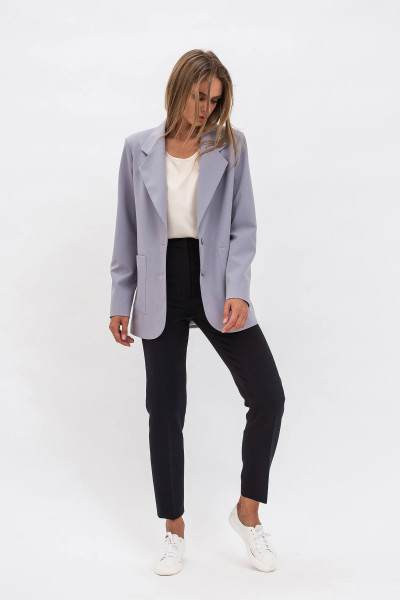 Класичний жіночий жакет на два гудзики сірого кольору Пейсі 02