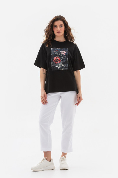 Футболка трикотажна  з круглою горловиною чорного кольору Мірана 03