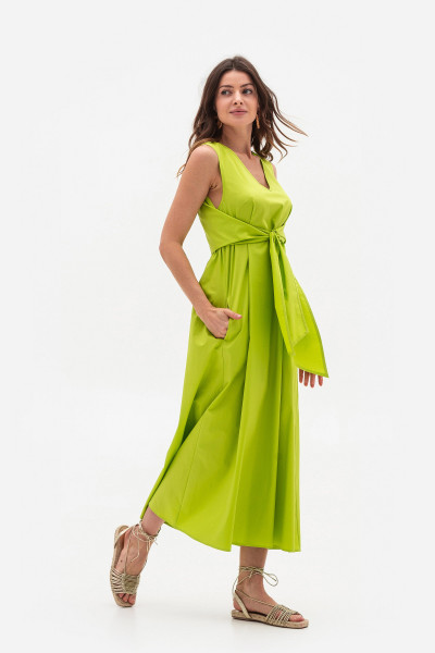 Сукня міді довжини трапецієподібного силуету салатового кольору Алміра 01 Сукня міді довжини трапецієподібного силуету салатового кольору Алміра 01