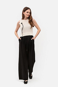 Брюки палаццо чорного кольору з вмістом льону Блекі 10