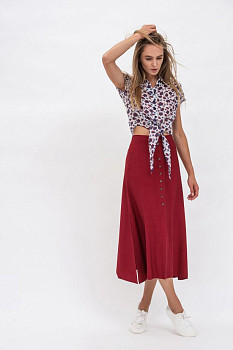 Коротка жіноча блуза із шифону з принтом на зав'язках Ремай