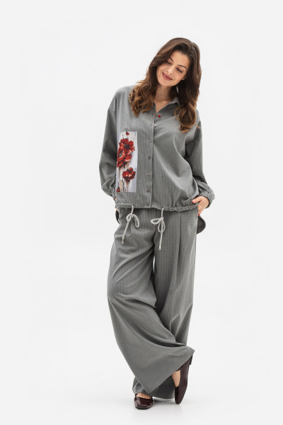 Сорочка вільного крою сірого кольору Октара