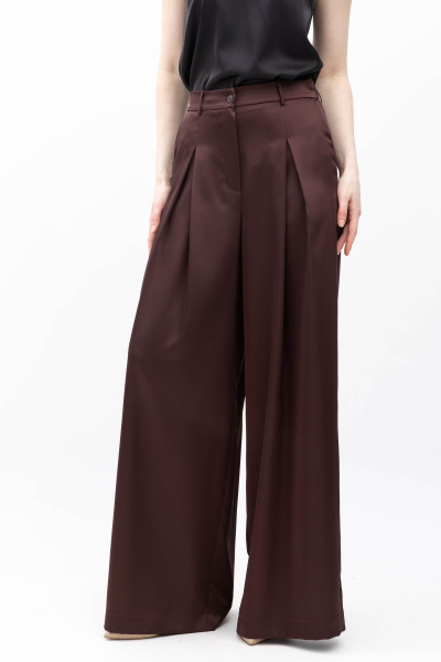 Шовкові брюки палаццо коричневого кольору Бланш 001
