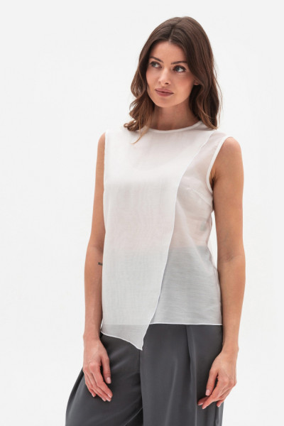 Літня блуза прямого крою без рукавів білого кольору Гріджи 1