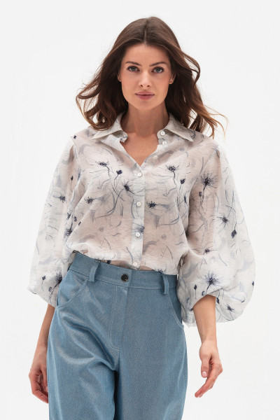 Блуза вільного крою молочного кольору Левіта 01