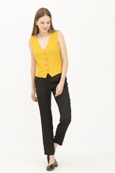 Чорні жіночі брюки у білизняному стилі Бірсен 002