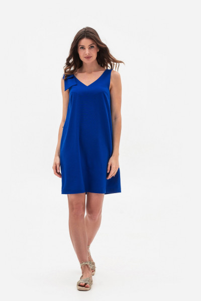 Синій лляний міні сарафан Пулін 12 Синій лляний міні сарафан Пулін 12