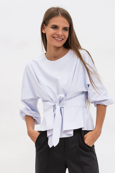 Стильна жіноча блуза з еко-шкіри з поясом Беліка