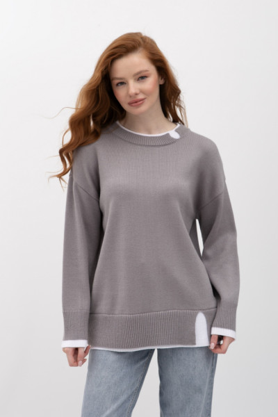 Сірий  джемпер прямого крою 25207300