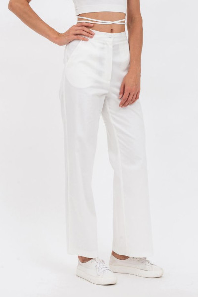Класичні жіночі молочні штани прямого крою з високою посадкою Стівен 01