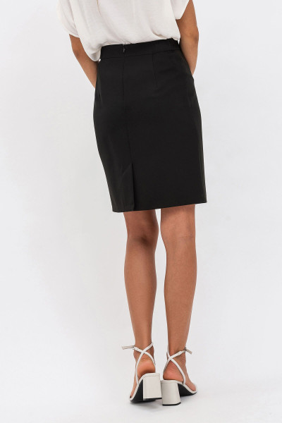 Сіра жіноча класична спідниця з поясом на резинці зі шліцею Тірія