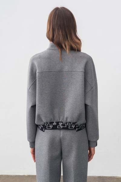 Куртка-бомбер з трикотажу вільного силуету сірого кольору Нембус 03