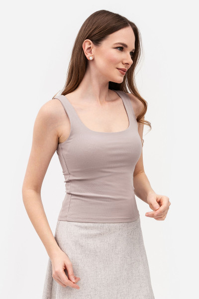 Майка з глибоким вирізом кольору капучино 25101003