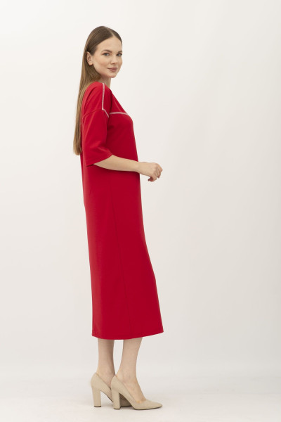 Червона  жіноча сукня прямого крою зі спущеним рукавом Абені 04