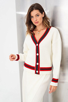 Кардиган  молочного кольору з вмістом вовни 24227000