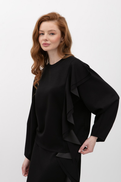 Трикотажний світшот з воланами чорного кольору Рінель 01