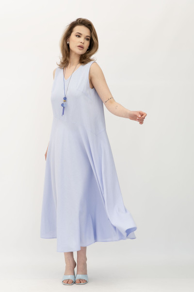 Блакитна лляна сукня міді довжини без рукав Севіла Блакитна лляна сукня міді довжини без рукав Севіла