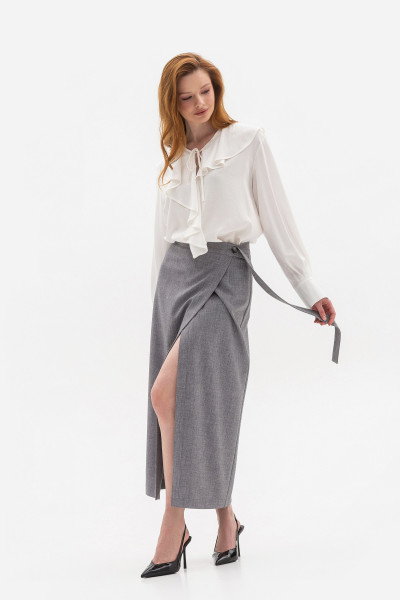 Спідниця-міді на запах сірого кольору Зірена