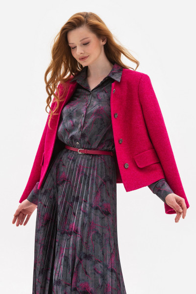 Жакет прямого силуету малинового кольору Сателі 01