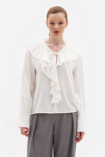 Блуза прямого силуету молочного кольору Еліора