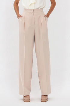 Жіночі штани бежевого кольору з костюмної тканини Аміка 03