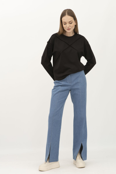 Жіночі штани денім світло -сині з високою посадкою Азука 11