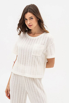 Трикотажна футболка молочного кольору Екліна