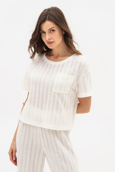 Трикотажна футболка молочного кольору Екліна