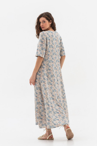 Сукня довжини міді з льону у квітковий принт Еліана 01 Сукня довжини міді з льону у квітковий принт Еліана 01