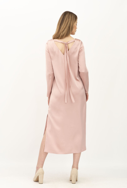 Сукня рожева з сатину вільного силуету Амелі 02